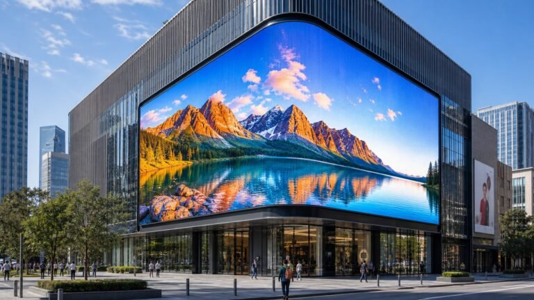Outdoor LED display installed for commercial advertising