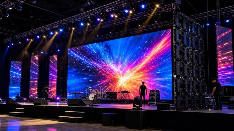 Rental LED display cabinets used for an event stage