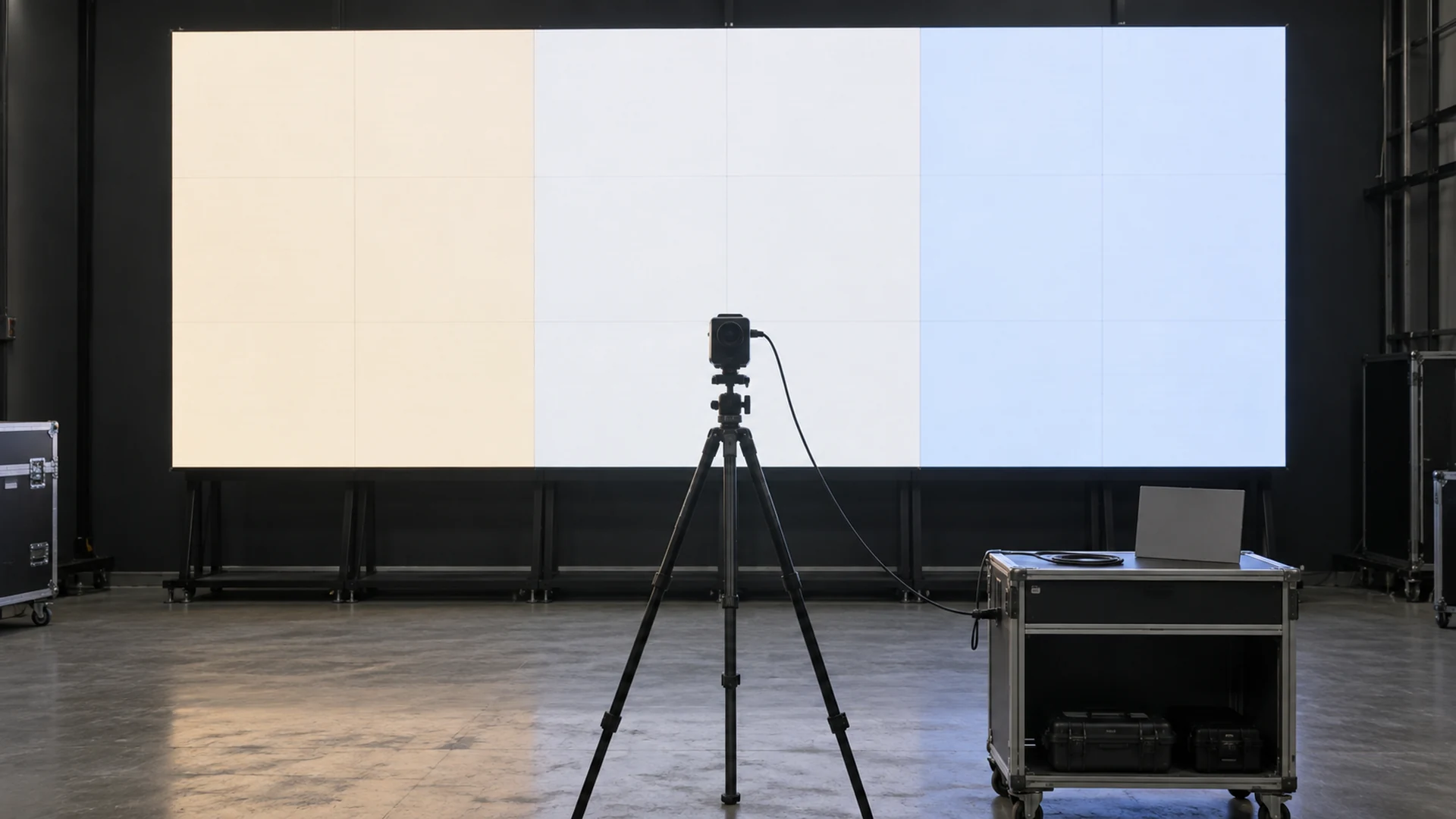 Colorimeter measuring warm neutral and cool white fields on an LED display