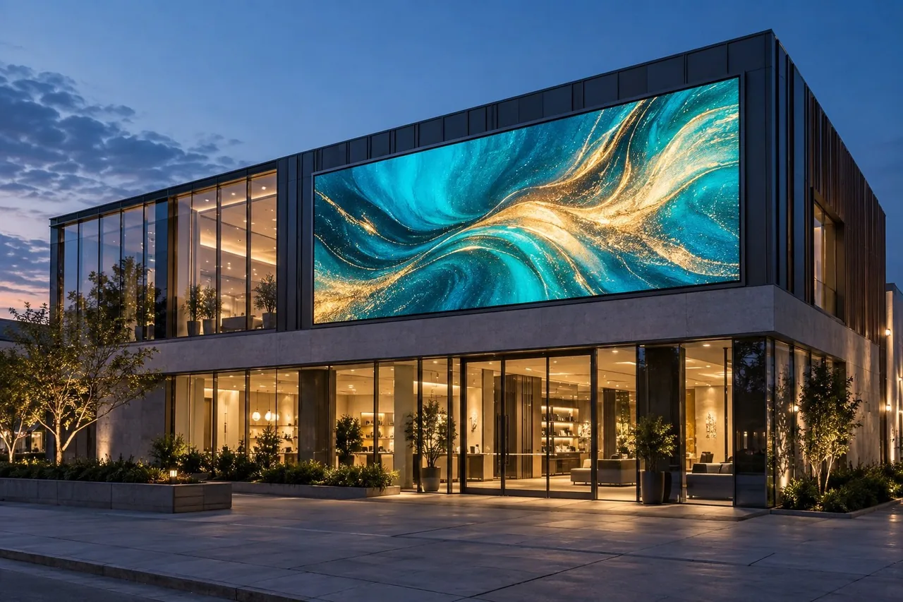 AI-generated outdoor advertising LED application illustration